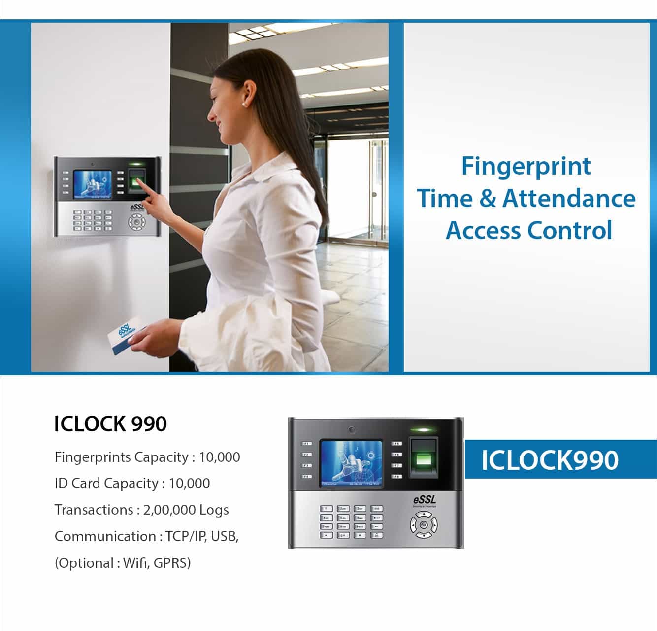 Iclock990 eSSL Fingerprint Time Attendance Machine for Enterprises