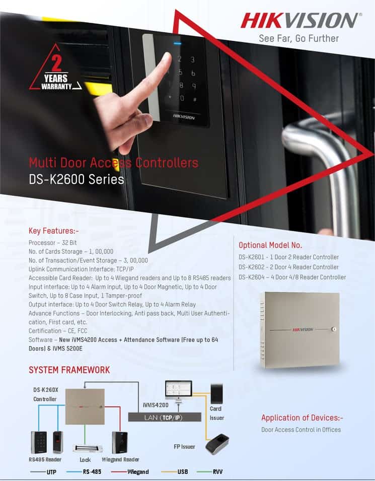 Hikvision's Multi Door Access Controllers DS-K2600 Series