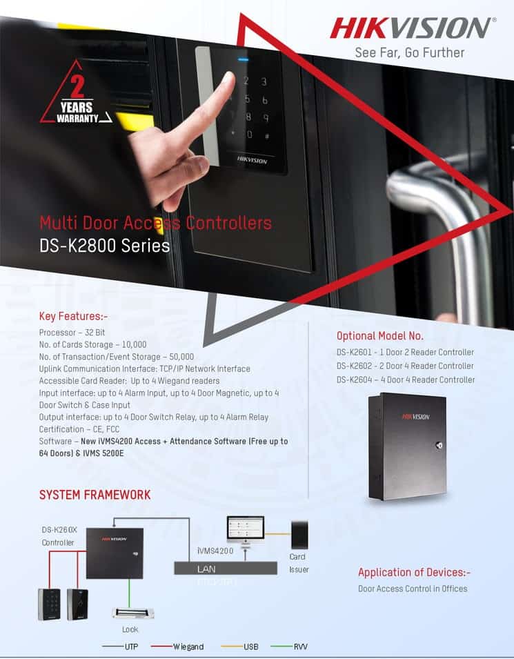 Hikvision's Multi Door Access Controllers DS-K2800 Series