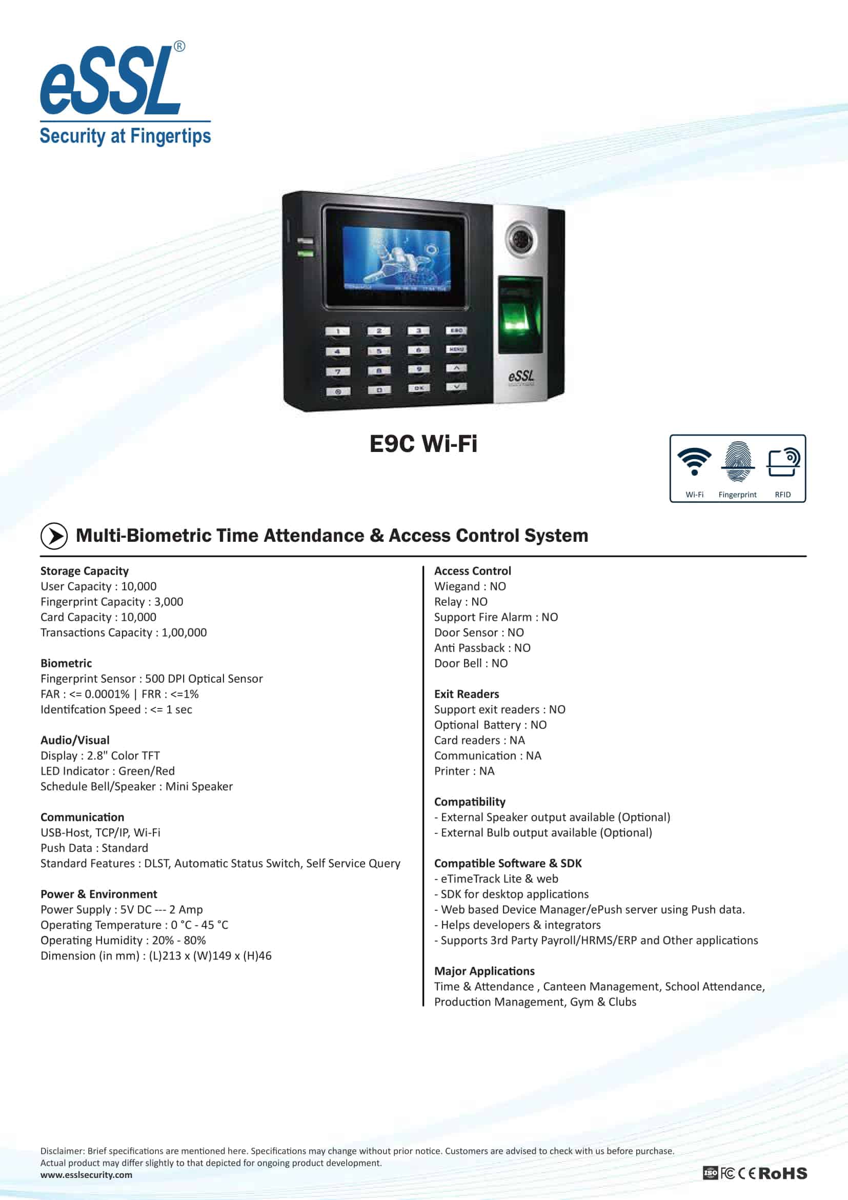 Wifi Attendance Machine RFID Card Fingerprint