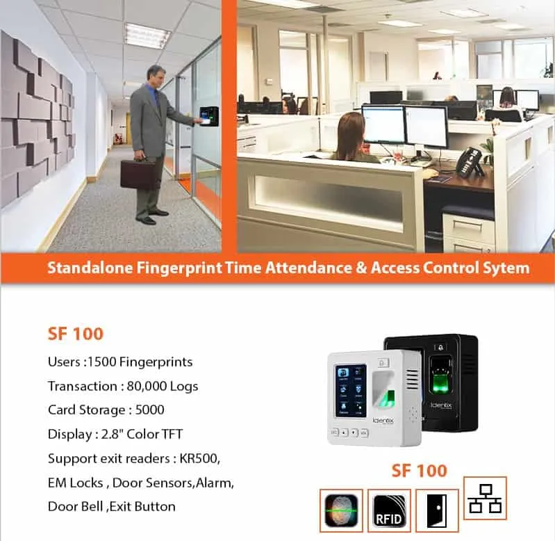 Fingerprint Time Attendance Access Control System eSSL Identix SF100