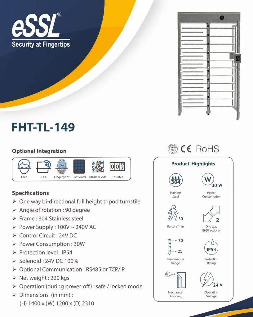 Full Height Turnstile eSSL Price India