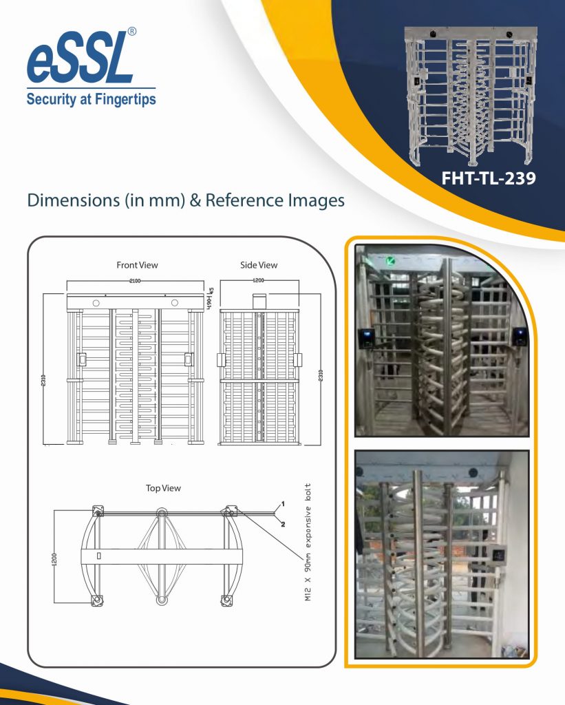 Mechanism Drawing Full Height Turnstile Double Door
