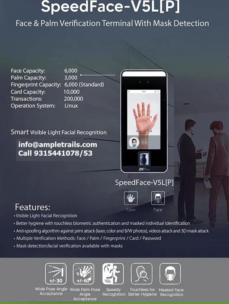 Face Palm Verification Terminal with Mask Detection