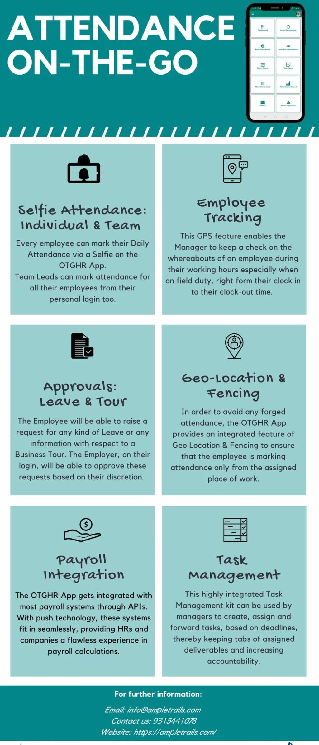 Employee Attendance Tracking Application — OTG HR Infographic
