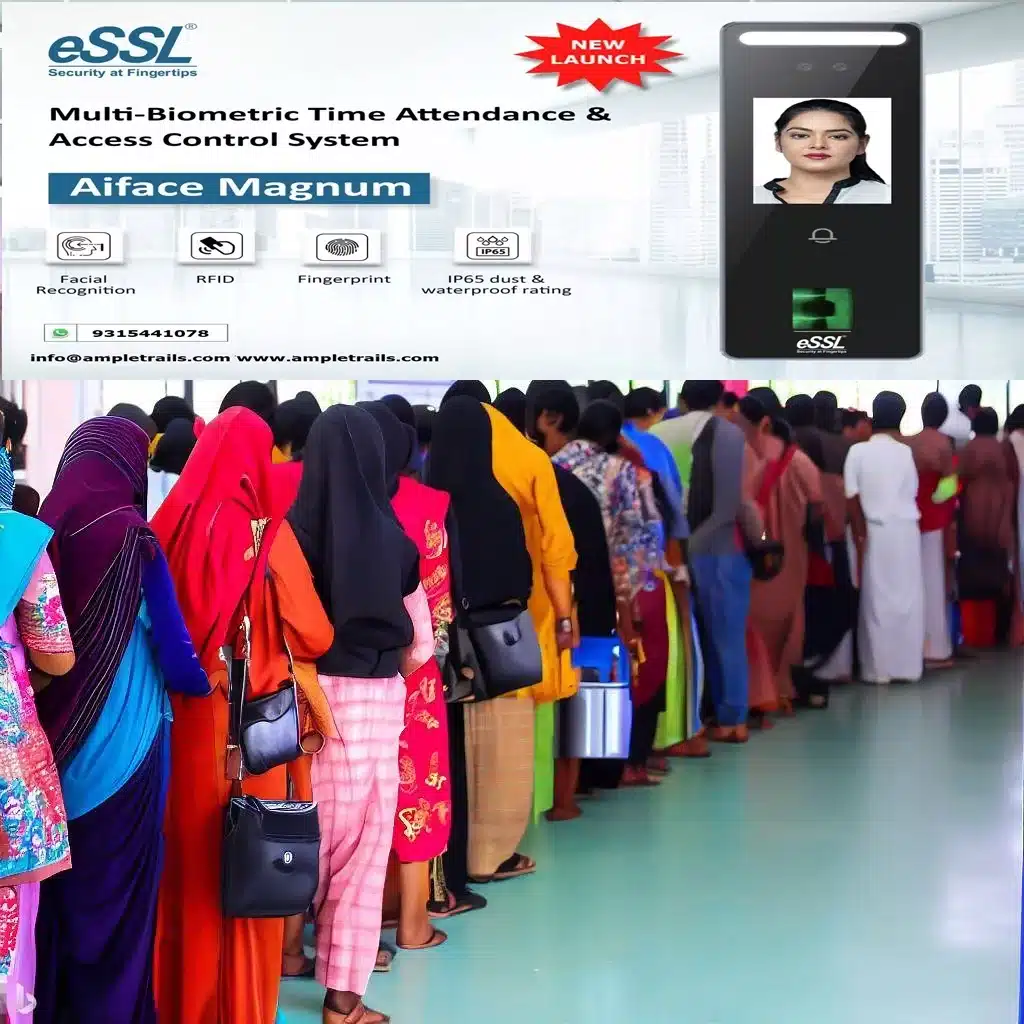 a que of people waiting to mark attendance Face Attendance System