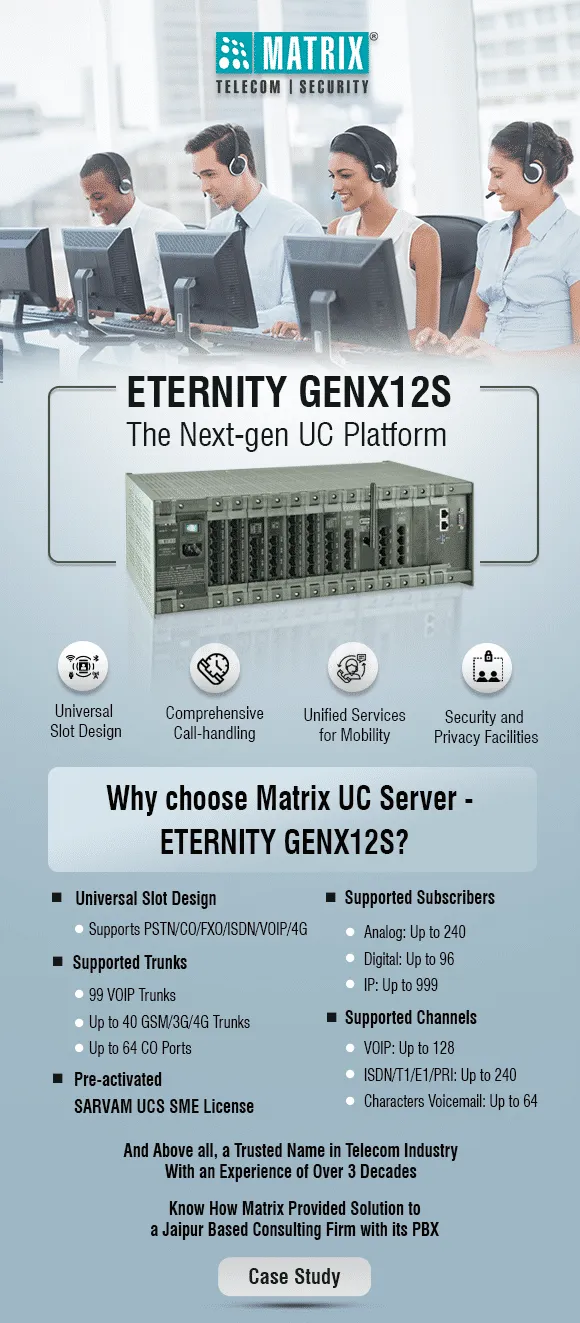Matrix Digital Eternity GENX12S EPABX System