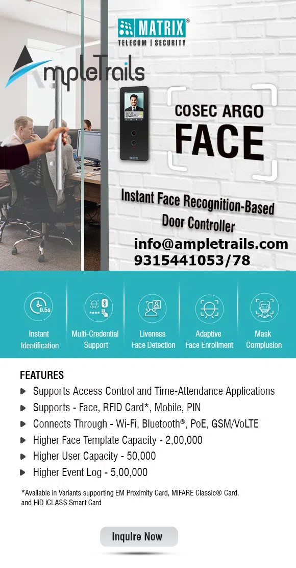 Matrix COSEC ARGO FACE Face Attendance Access Control Device