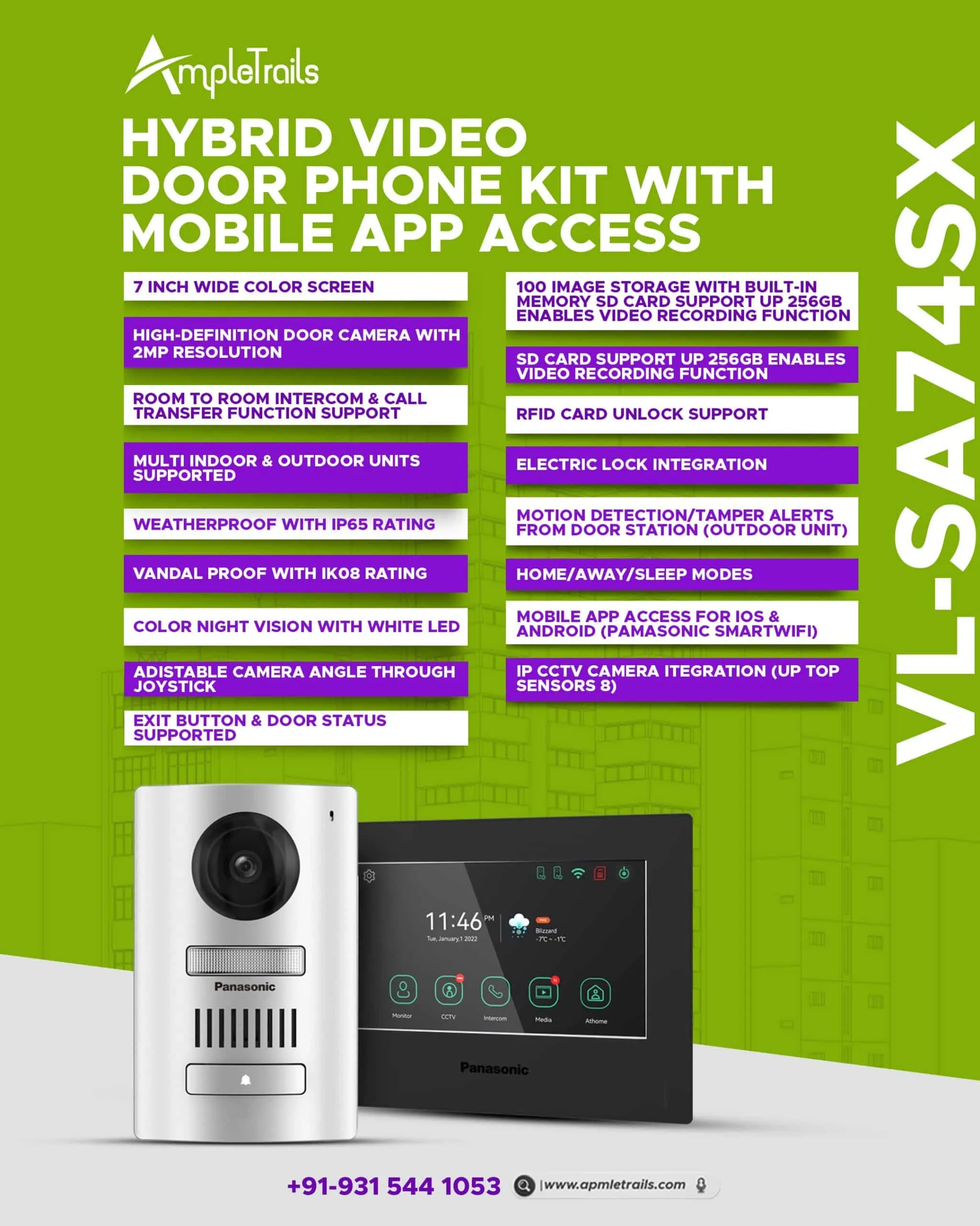 Video Doorbell In-built Wi-Fi 2MP Camera