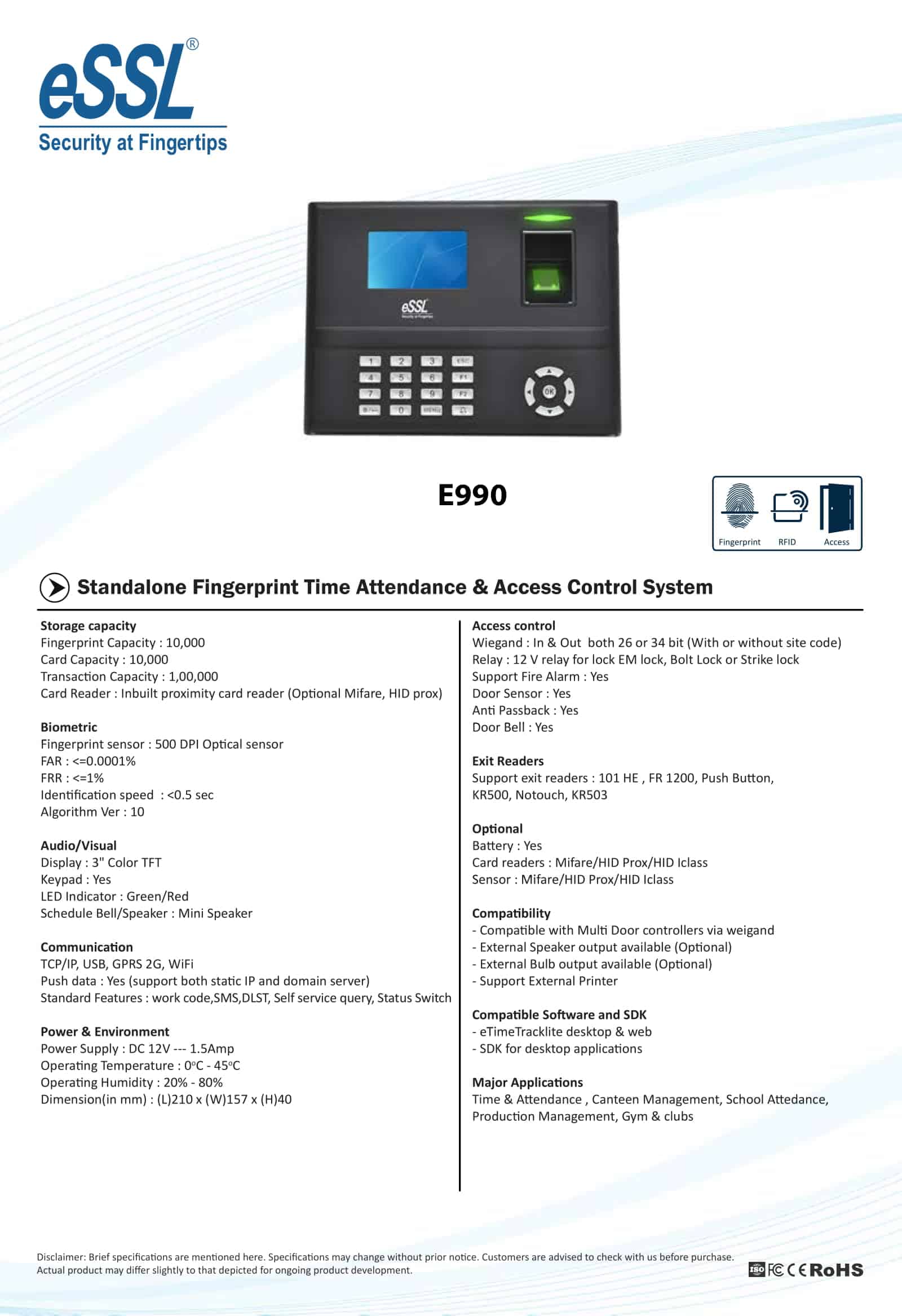 Standalone Fingerprint Time Attendance & Access Control System