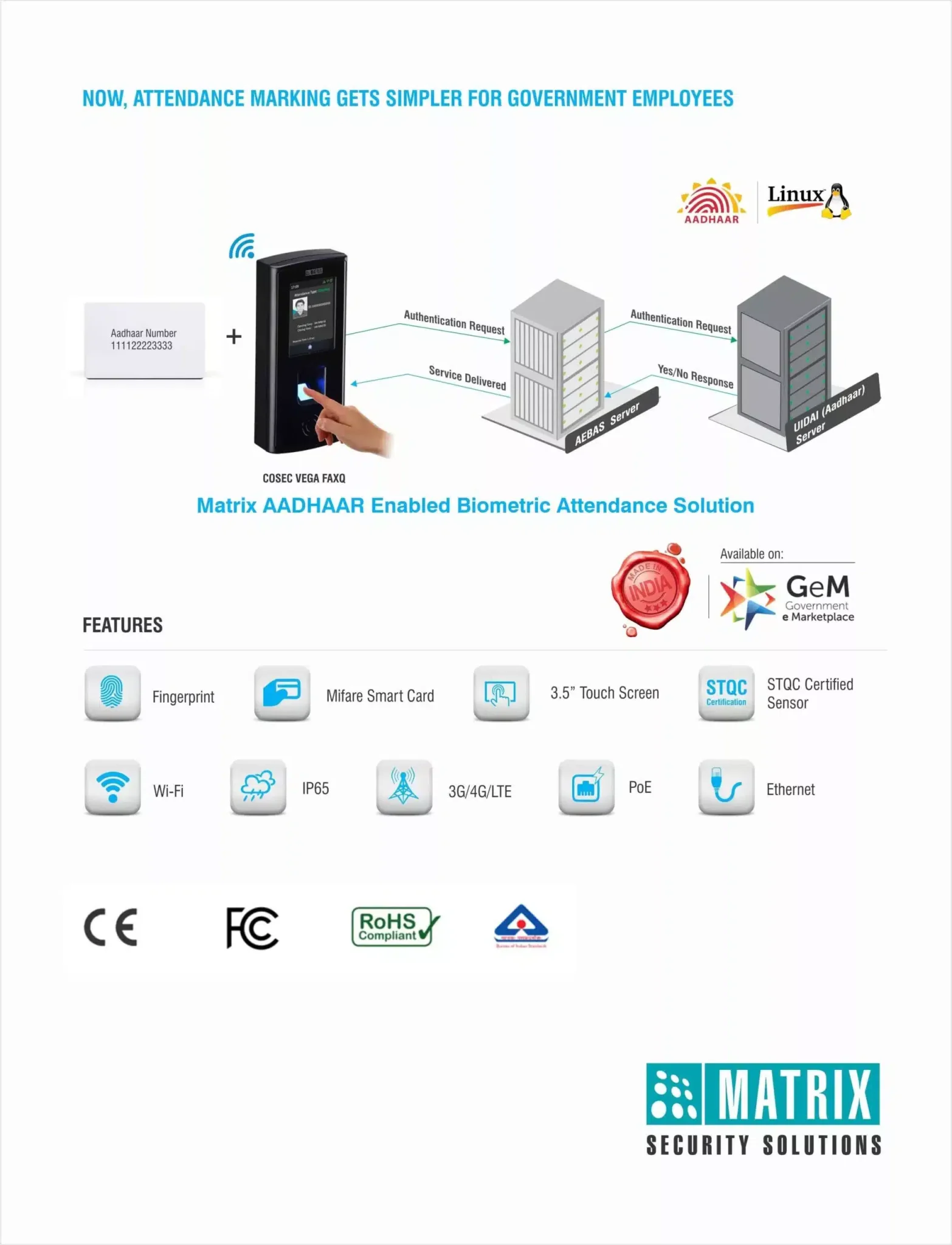 Features of AADHAAR Enabled Biometric Solution