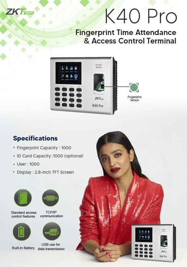 Zkteco biometrics Attendance Machine K 40 Pro