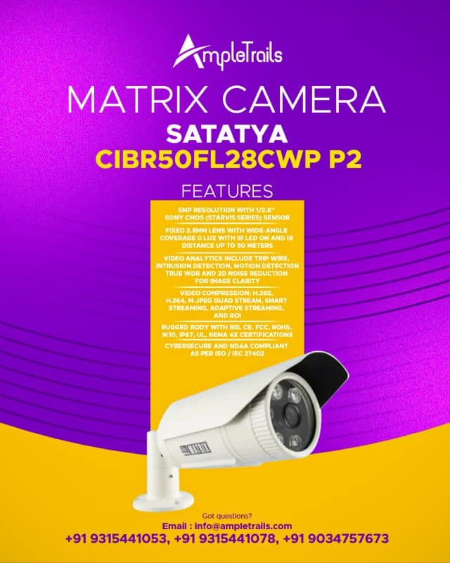 Matrix CIBR50FL28CWP Bullet Camera STQC Certified