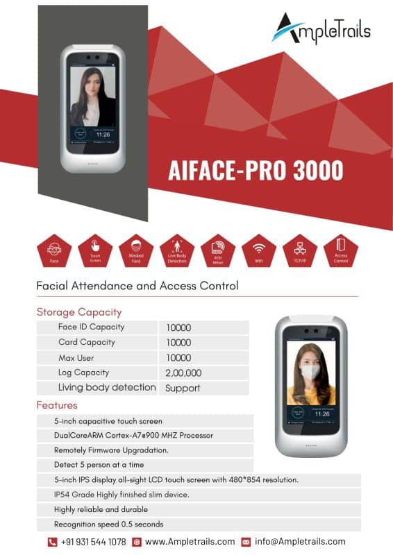 AIFACE-PRO-3000-Latest Face Attendance Machine with 10000 Faces