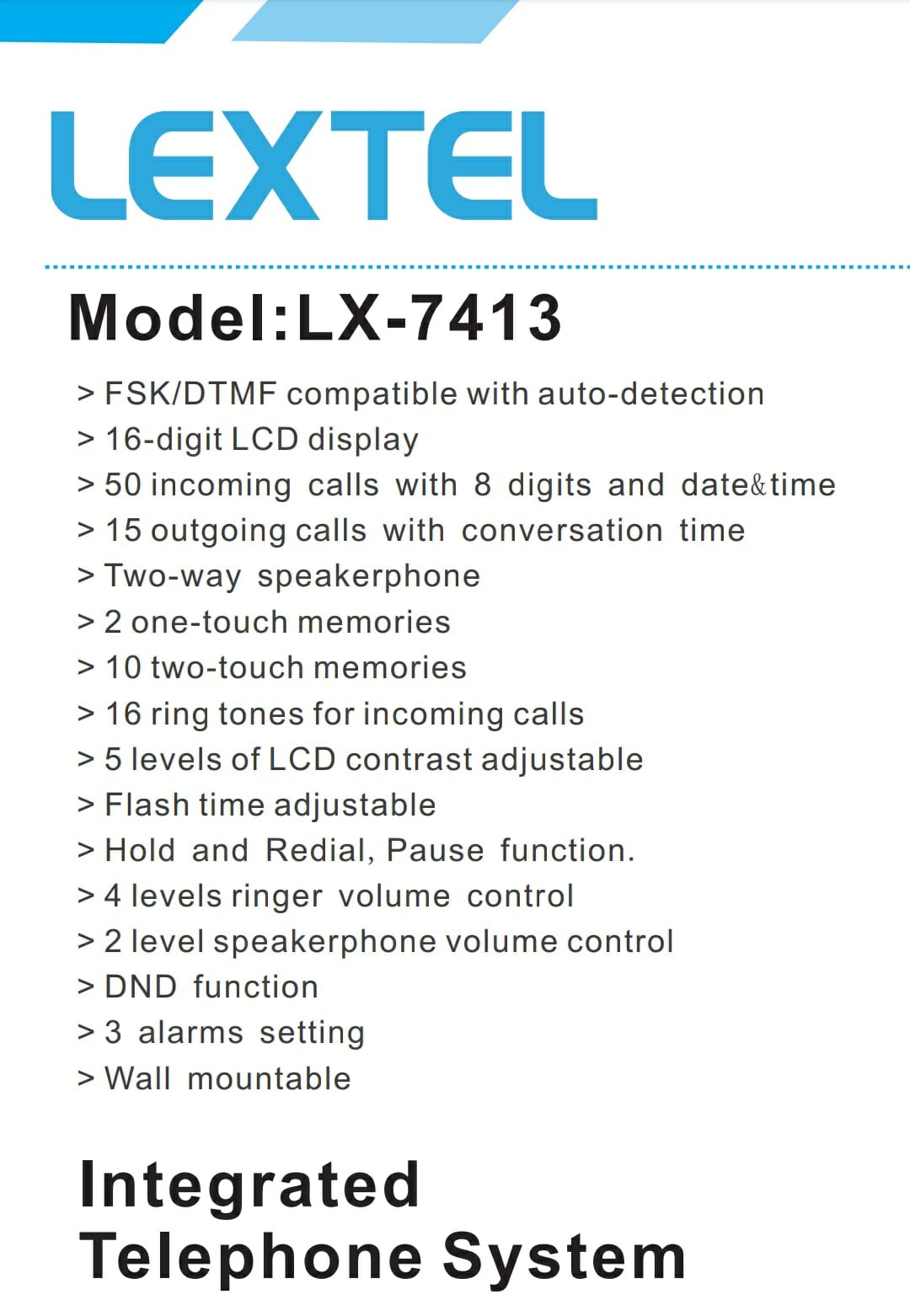 Lextel LX-7413 Specifications