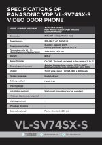Panasonic VDP VL-SV74SX-S Video Door Phone