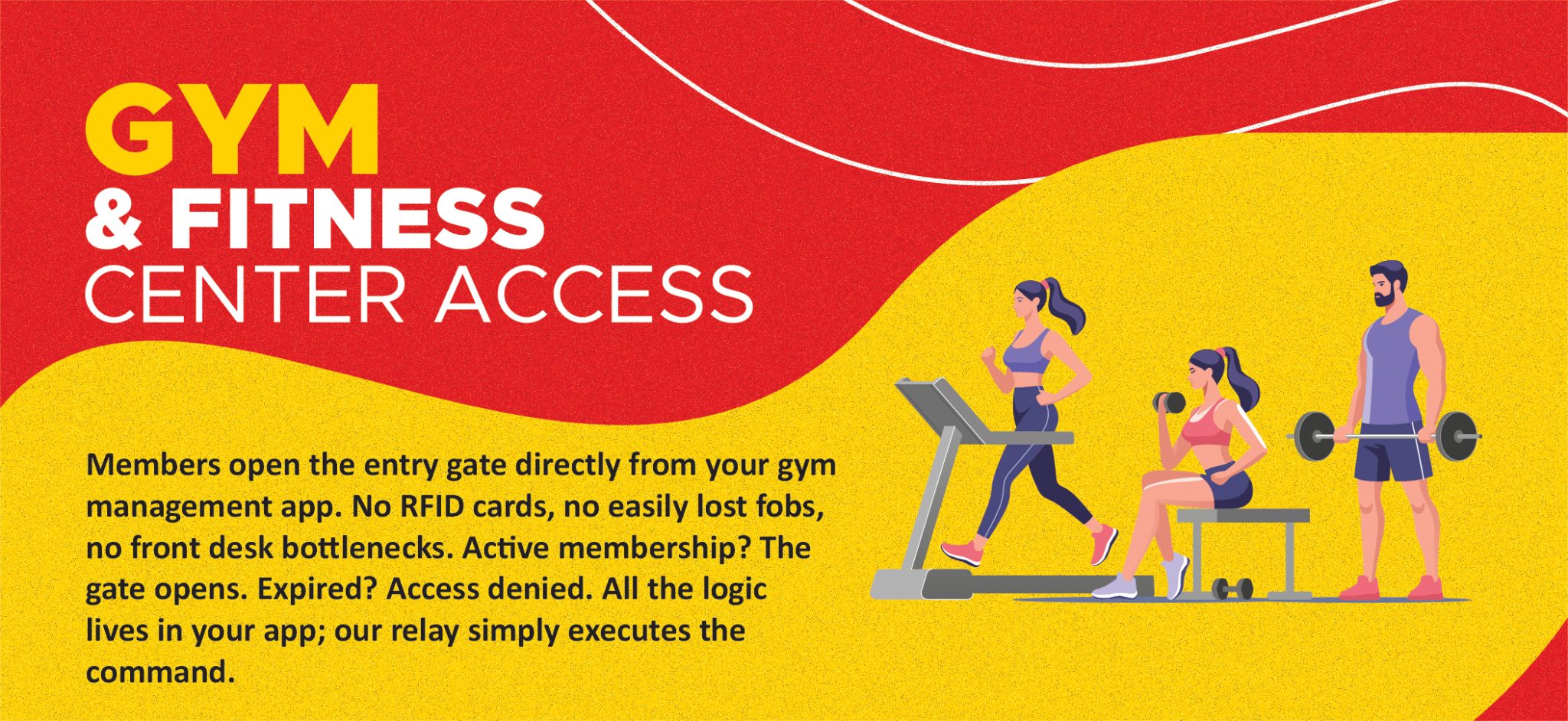 Gym door opening using mobile app with BLE5 relay module for fitness center access control